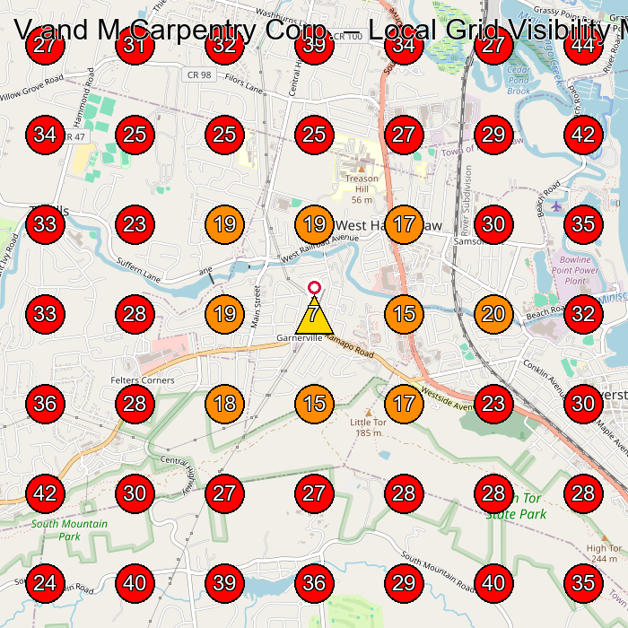 V and M Carpentry Corp. GeoGrid visibility map for Furniture Manufacturer in Airmont
